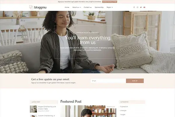 Bloggmu - Website Template for Feminine Blog | Cloudtree Template