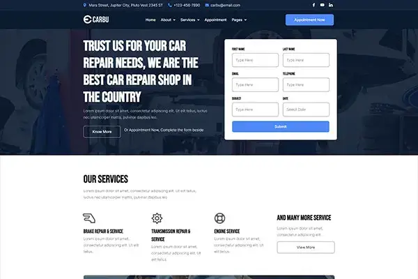 Carbu - Website Template for Car Repair | Cloudtree Template