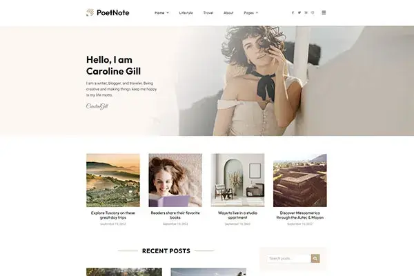 PoetNote - Website Template for Modern Blog | Cloudtree Template